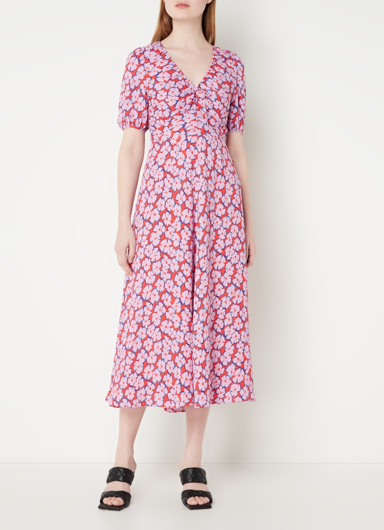 Rochie midi Whistles cu mâneci bufante și imprimeu floral.