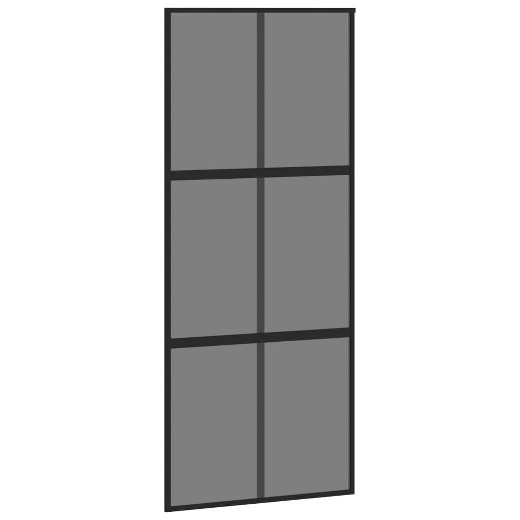 vidaXL Zimmertür Schiebetür Zimmertür Innentür Glas Schwarz 90x205 cm Hartglas und Alum