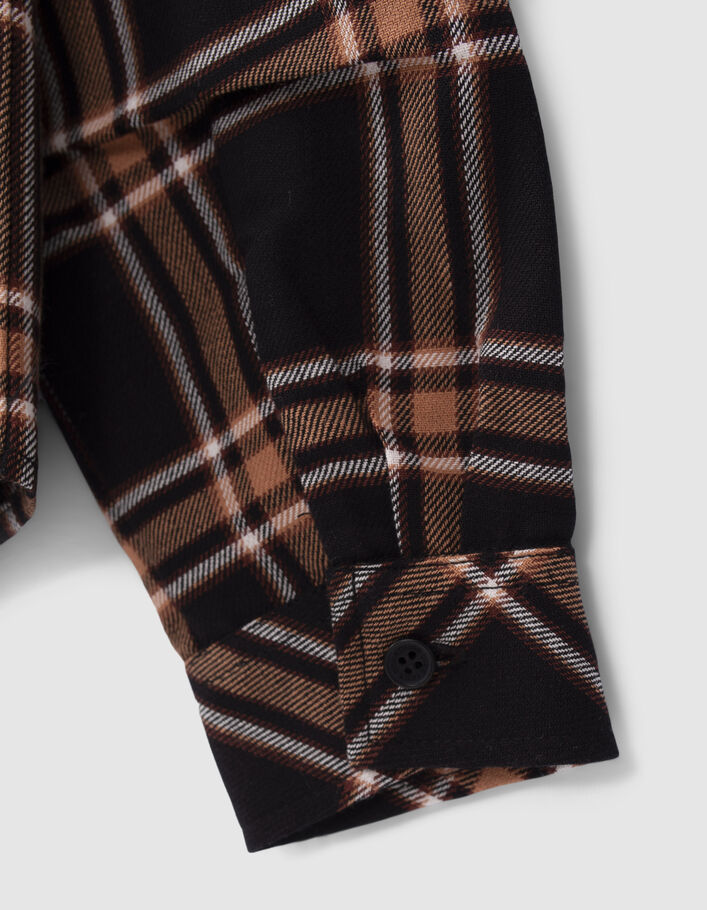 Chemise noir, camel, écru à carreaux garçon