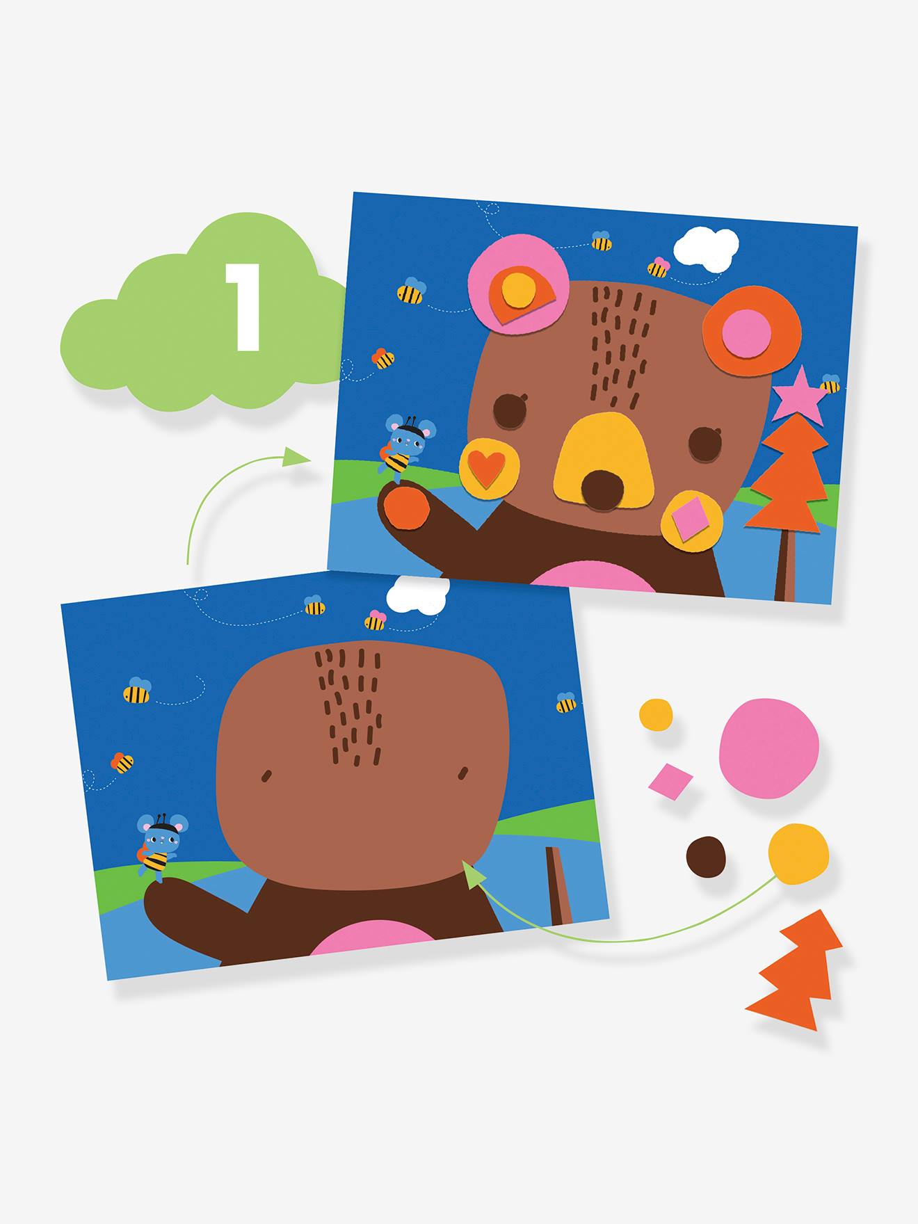 Djeco Kinder Bastel-Set für 6 Aktivitäten DJECO, Maus - mehrfarbig