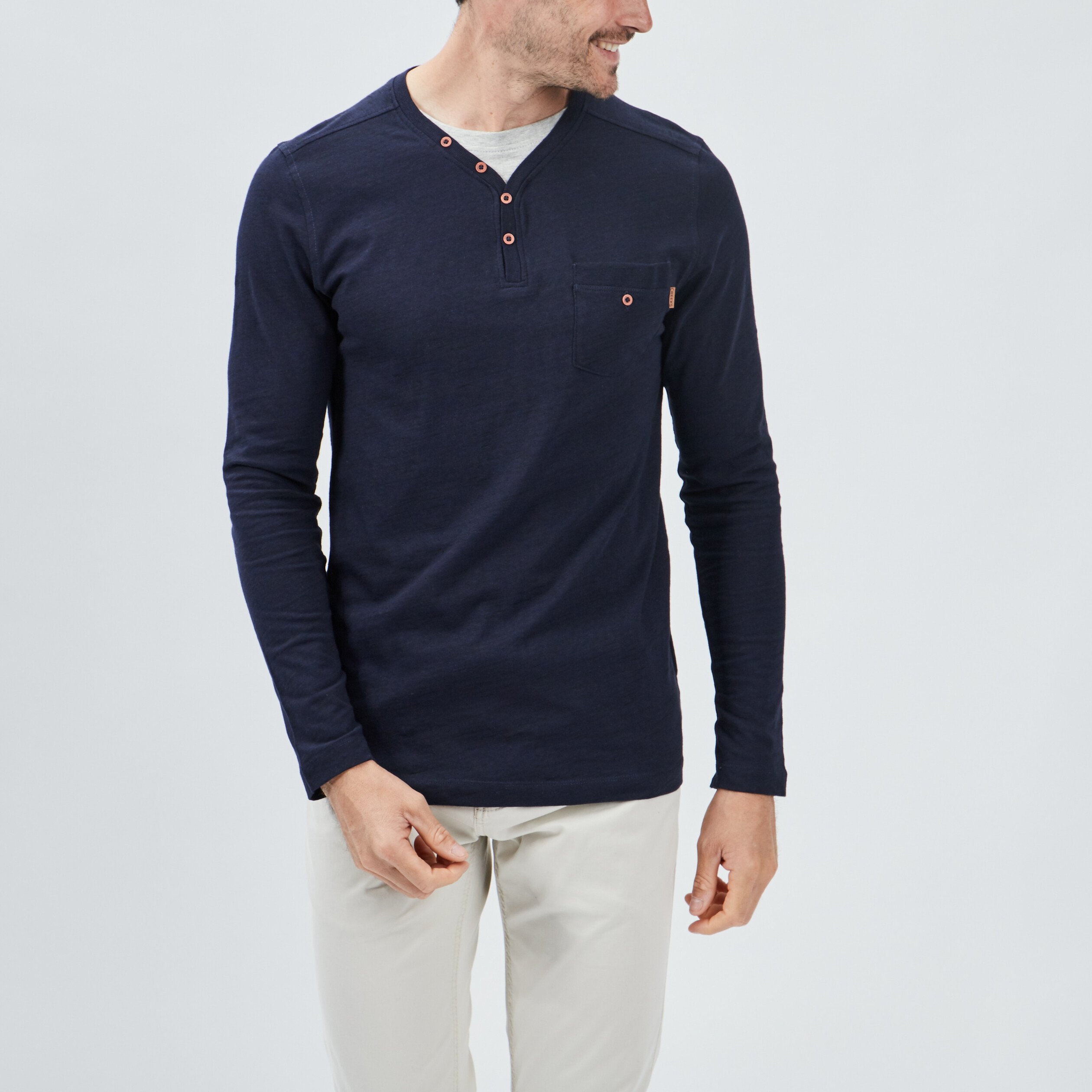 T-shirt manches longues Creeks bleu marine homme | La Halle