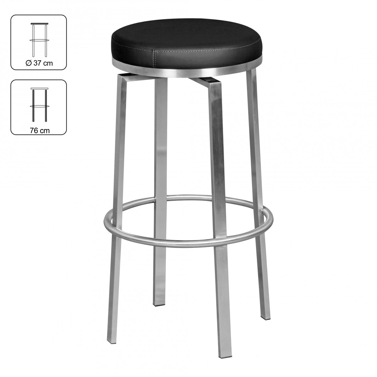 Wohnling Durable M8 | Barhocker Edelstahl schwarz | Barstuhl modern | Tresenhocker mit Beinen | Design Hocker drehbar