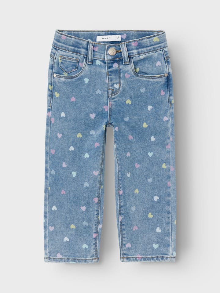 name it Jeans Herzchenprint NMFBELLA MOM SHAPED JEANS in medium blue denim günstig kaufen