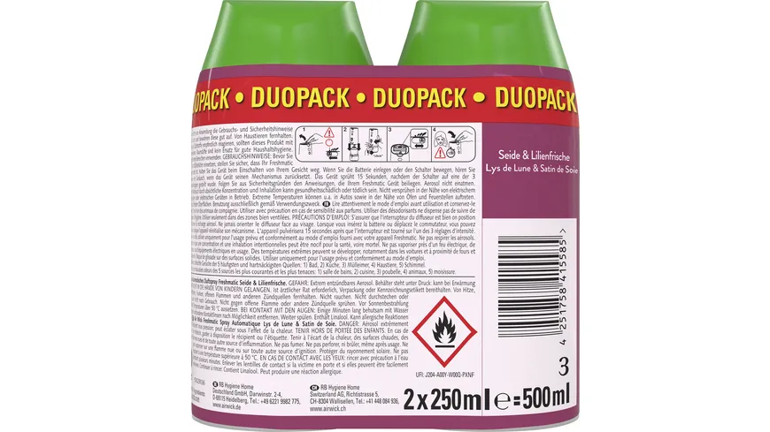 Air Wick Freshmatic Max Nachfüllung DUO Seide & Lilienfrische 500 ml