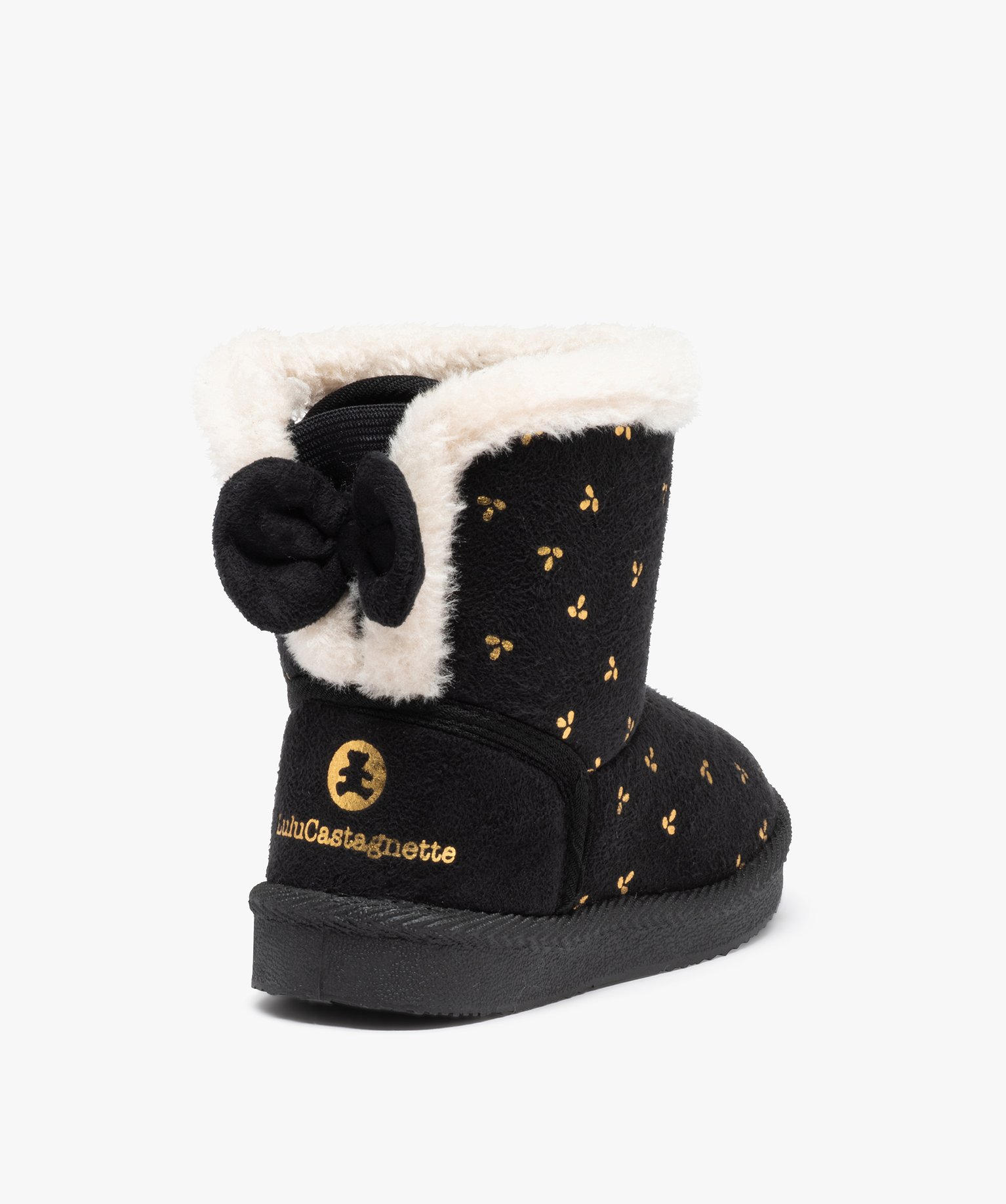 Boots fourrées fille en suédine motif métallisé - LuluCa... noir | GEMO