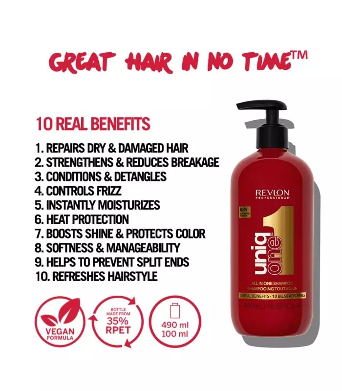 UNIQ ONE 2 en 1 shampoing et après-shampoing 10 bienfaits, tous types de cheveux