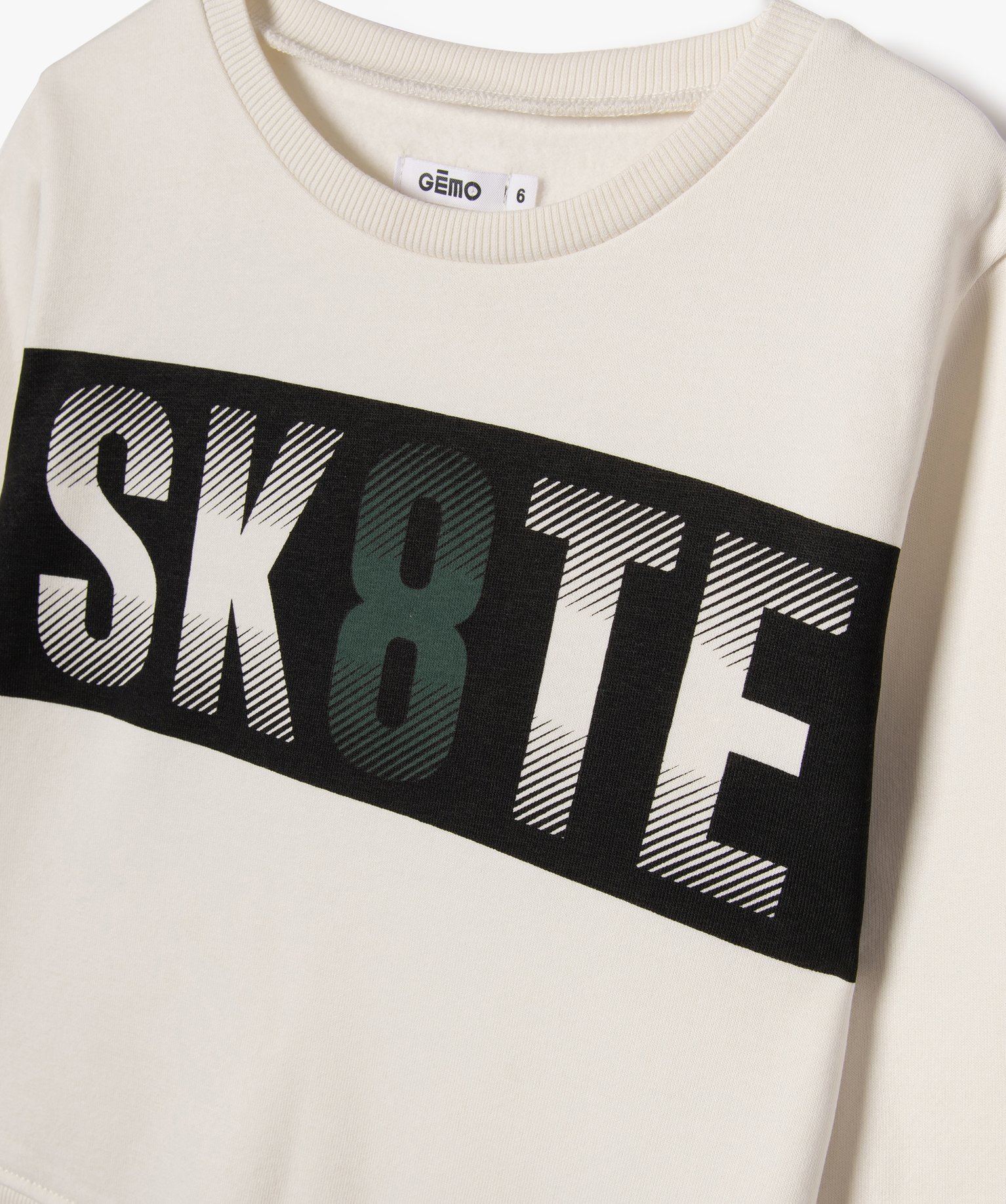 Sweat à col rond avec intérieur molletonné Garçon ecru | GEMO
