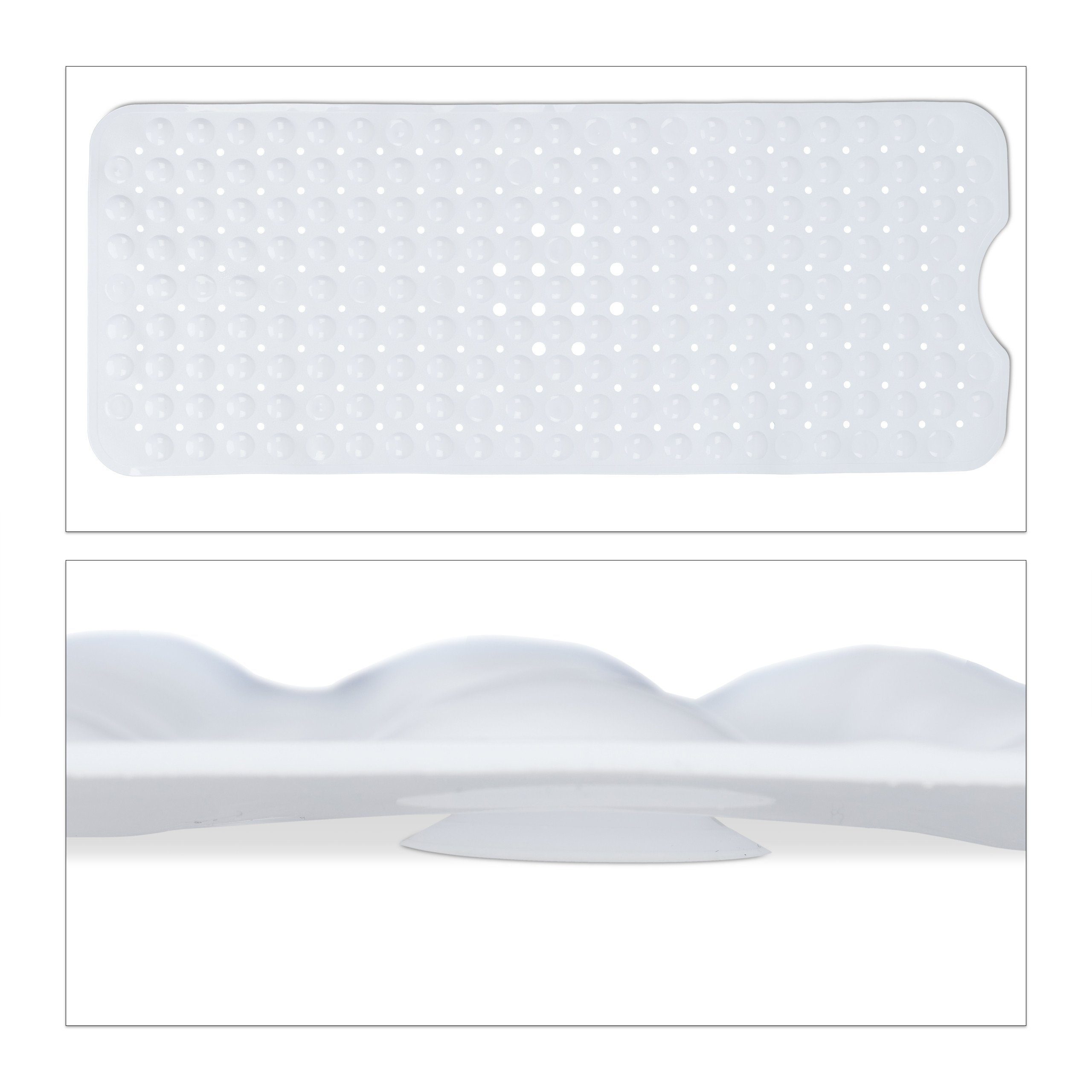Badematte Badewannenmatte 100x40 cm relaxdays, Höhe 4 mm, Kunststoff, Weiß