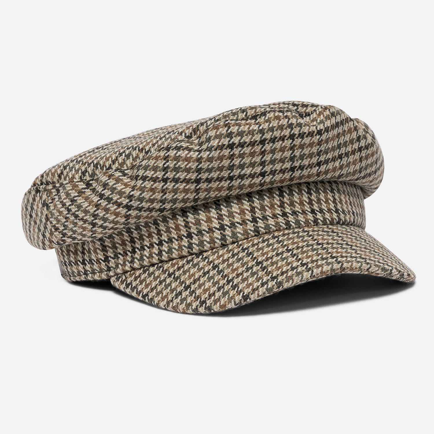 Casquette beige à motif pied-de-poule coloré