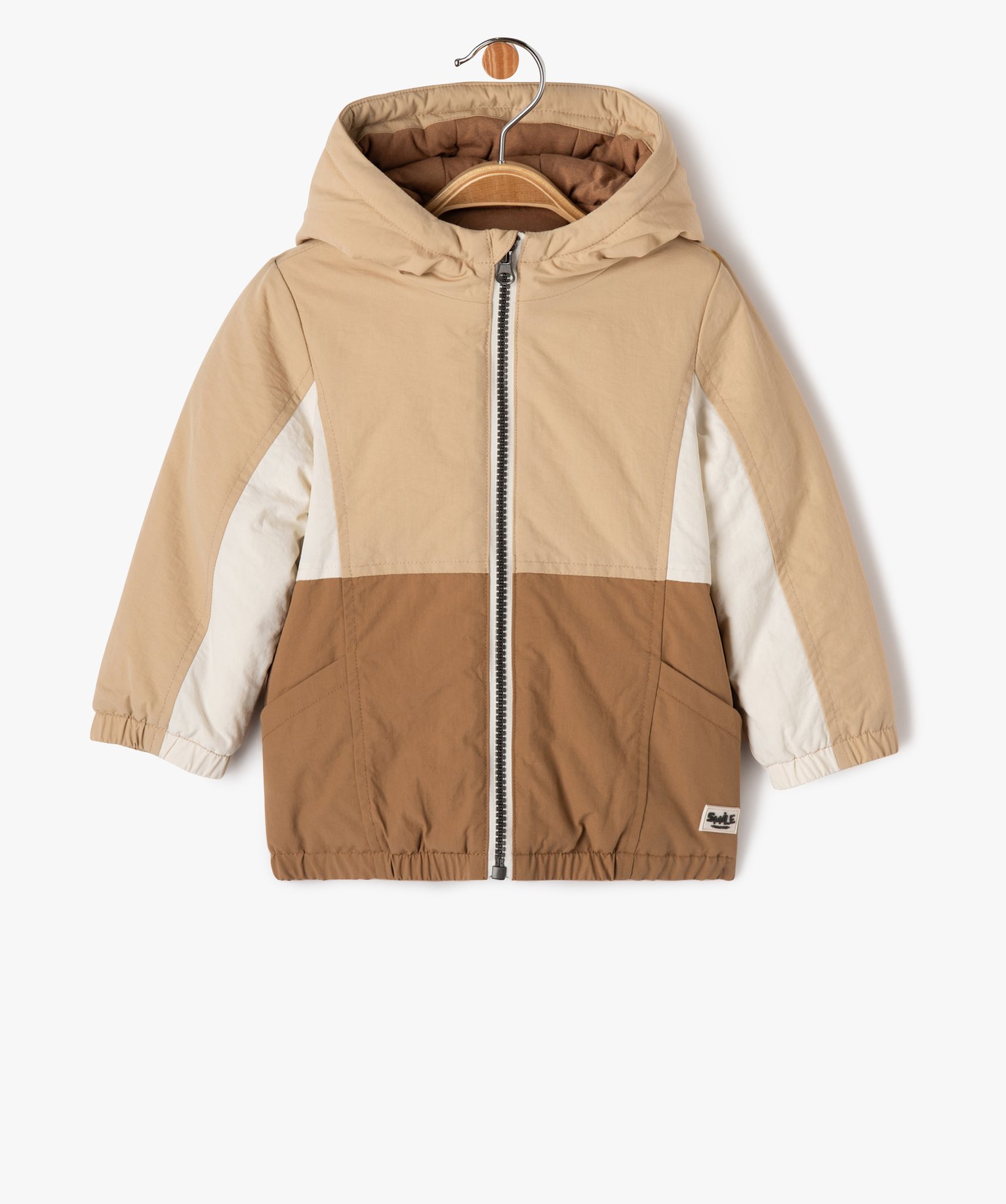 Blouson à capuche multicolore bébé Garçon beige | GEMO