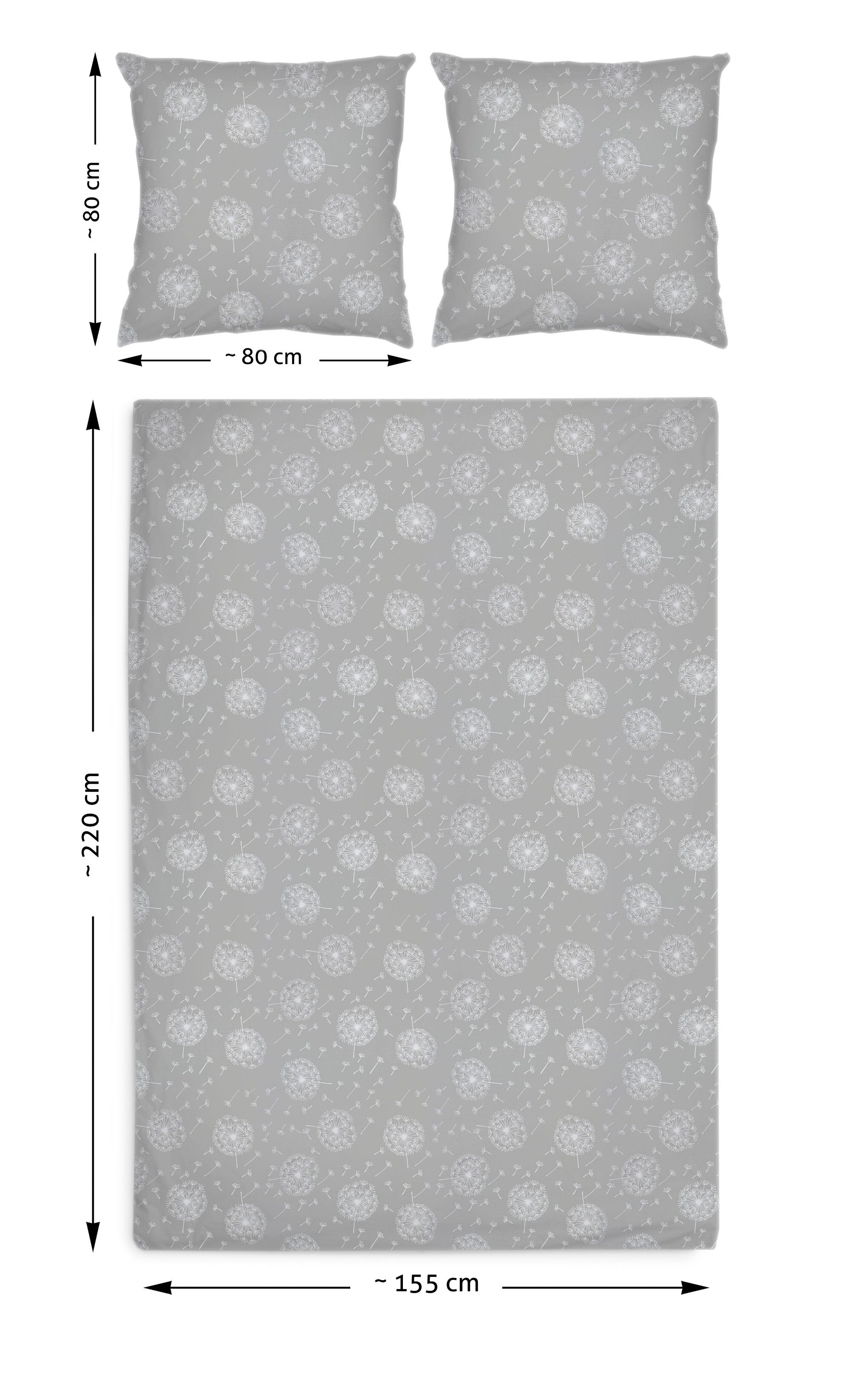 Bettwäsche (Made in EU) Bettgarnitur; Bettbezug; 3-TLG. 100% Baumwolle; für Bettbezug: 155x220 und 2 x Kopfkissenbezug: 80x80 cm; mit Hotelverschluss; für Sommer und Winter; Bettwäsche 155x220, Amilian, 100% Baumwolle