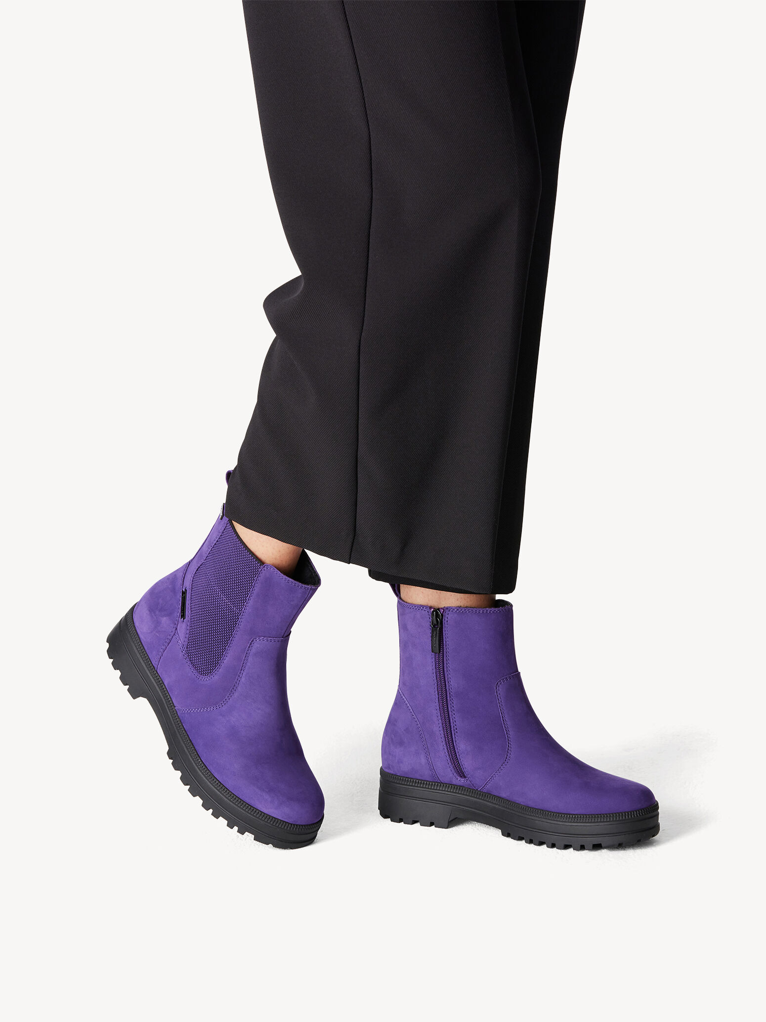 Bottine en cuir - mauve