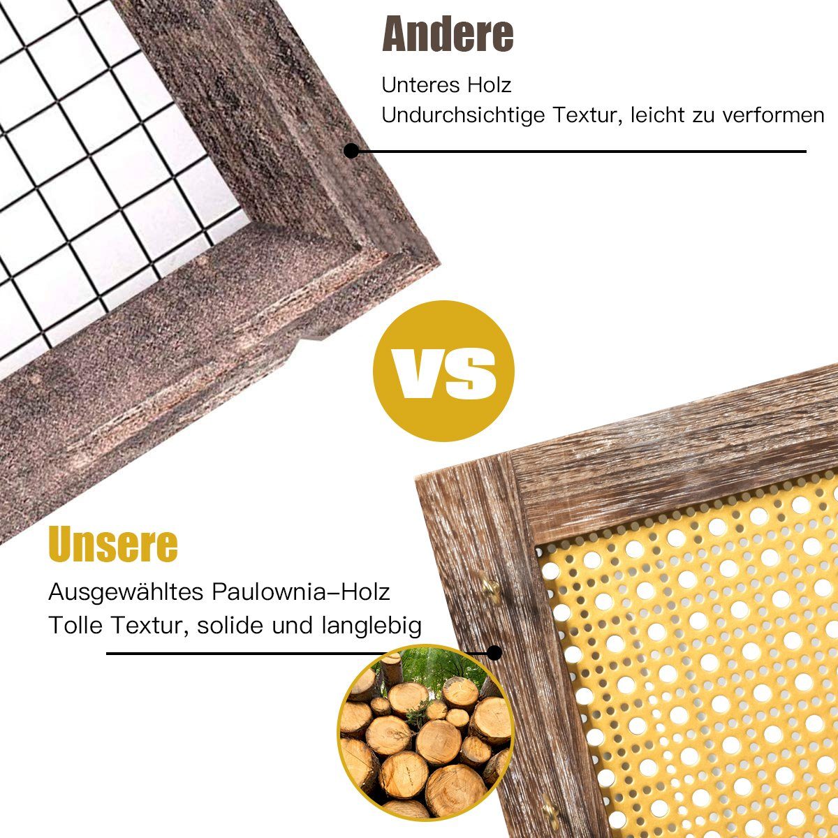 COSTWAY Schmuckständer Schmuckhalter, mit Haken und abnehmbarer Holzstange
