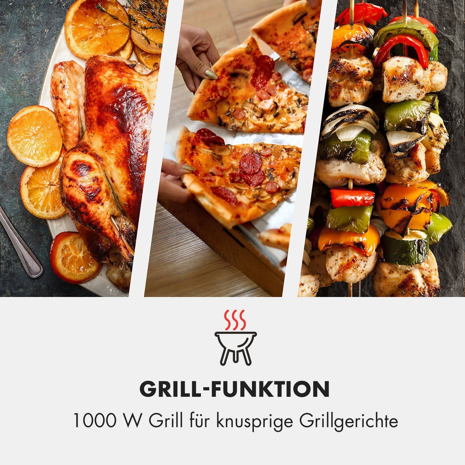 Klarstein Mikrowelle Victoria 20 Einbau-Mikrowelle, 20 l, 800 W, Grill: 1000 W, schwarz, Erwärmen, Grillen, Backen, 20 l