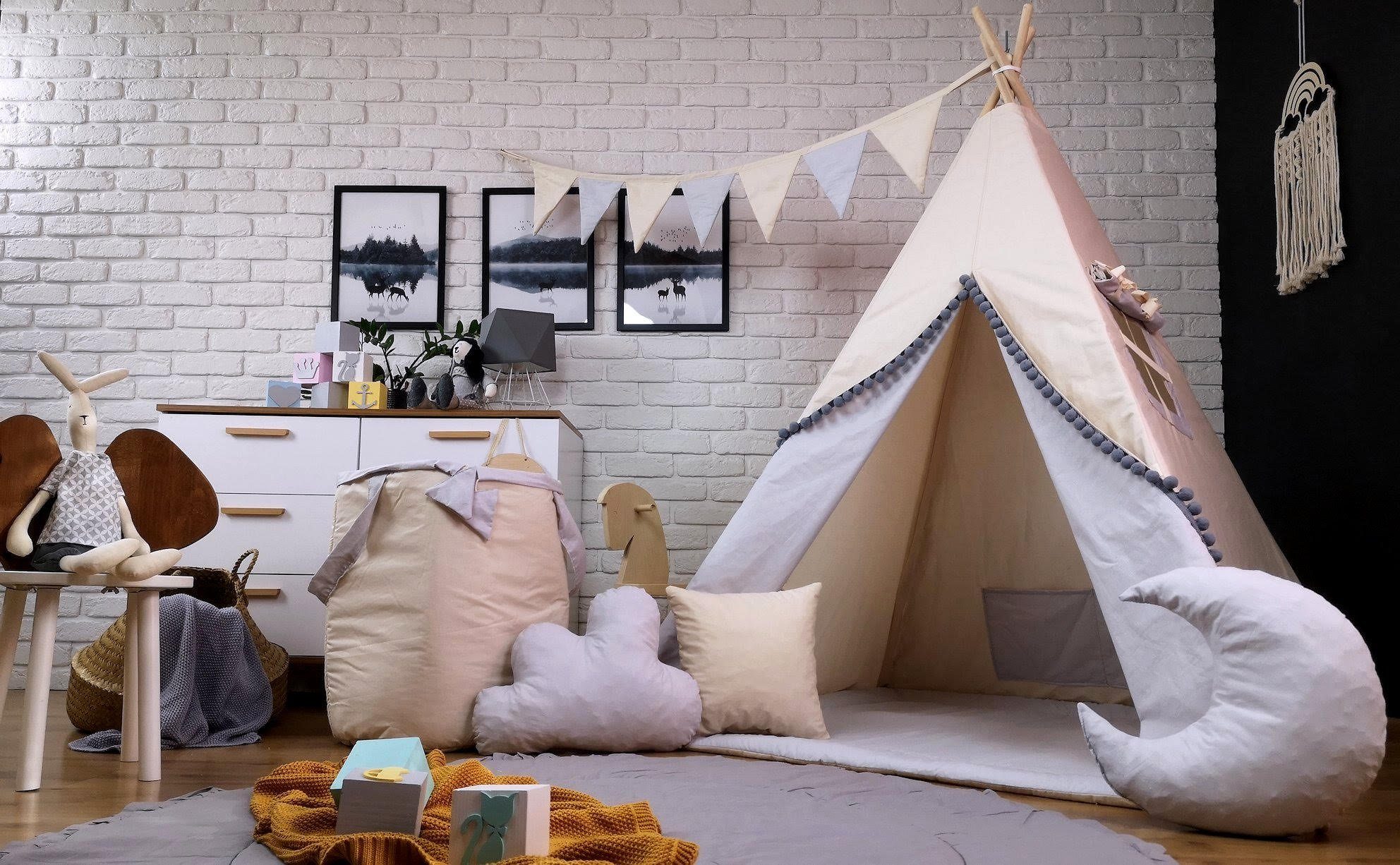 Pamek Tipi-Zelt Kinder Tipi Spielzelt, Teepee, Zelt, Tipizelt, Spielset für Kinder, Personen: 2 (9 tlg), Sehr angenehmes Material