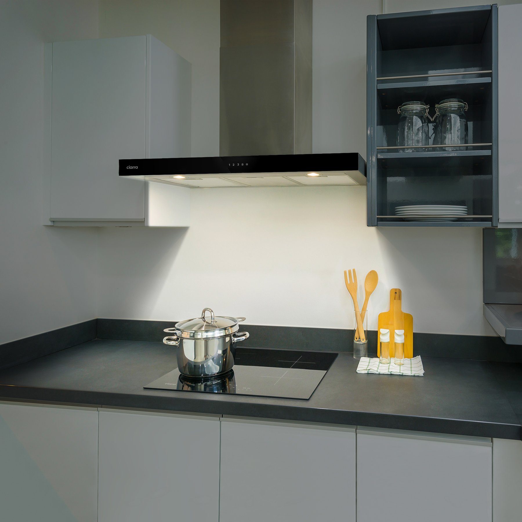 CIARRA Wandhaube CBCS9102, A+++ Dunstabzugshaube 90cm 650m³/h WIFI +APP & Touch Control Boost