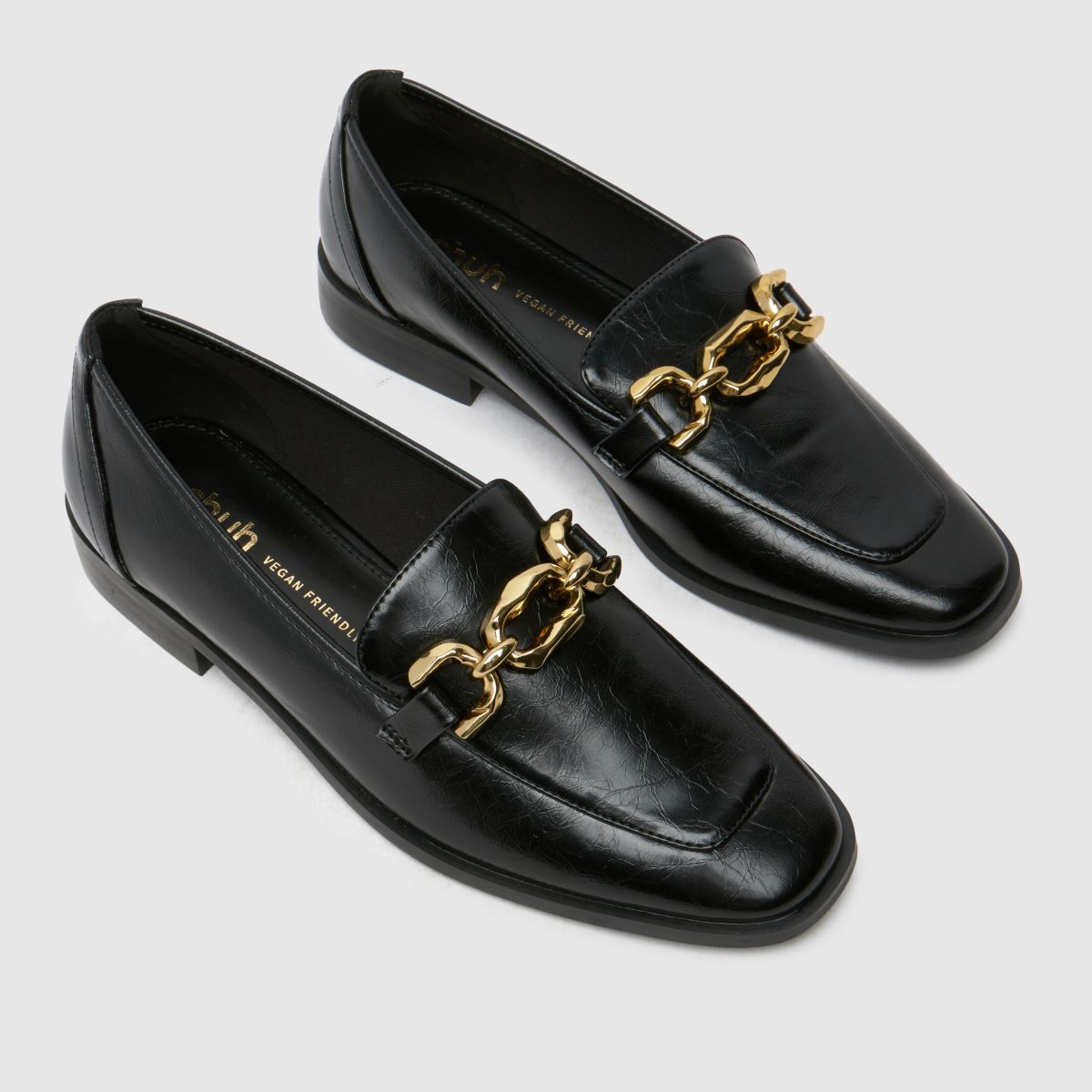 Schuh Lonnie láncos mokaszin lapos cipő fekete színben