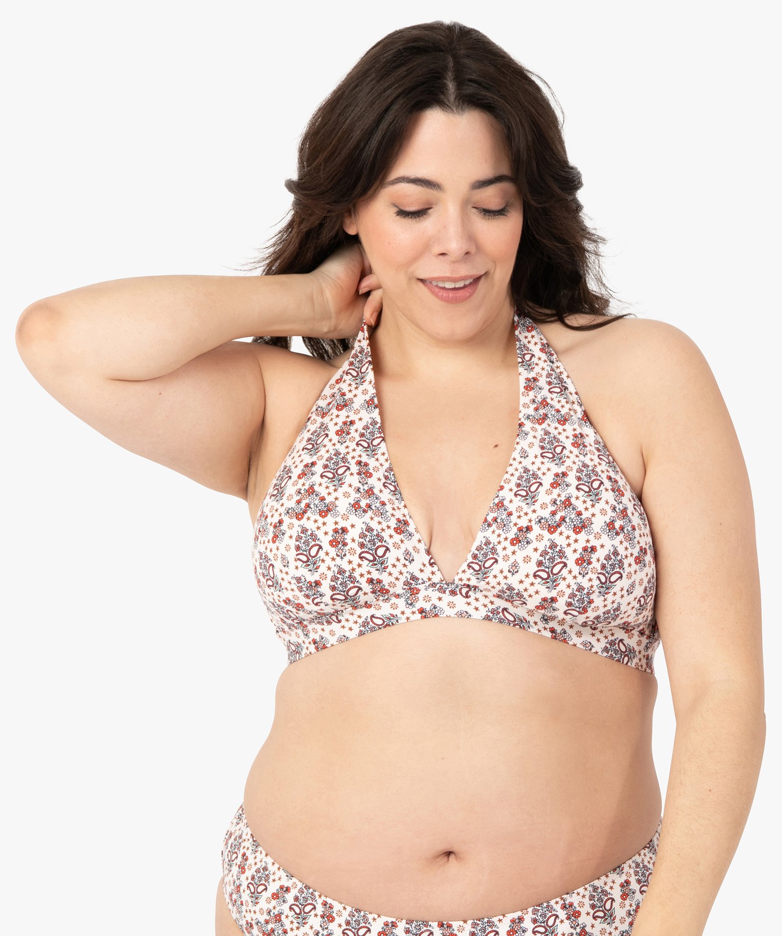Haut de maillot de bain femme grande taille triangle foulard imprime | GEMO