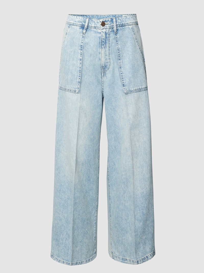 Jeans-Culotte mit Eingrifftaschen in hellblau