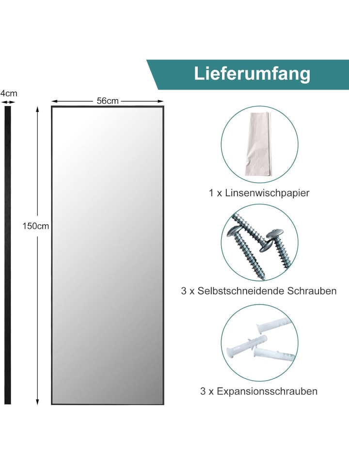 COSTWAY Wandspiegel in Schwarz günstig kaufen onesize