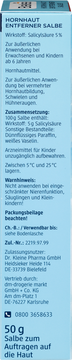 Fußcreme Hornhautentferner Salbe, 50 g