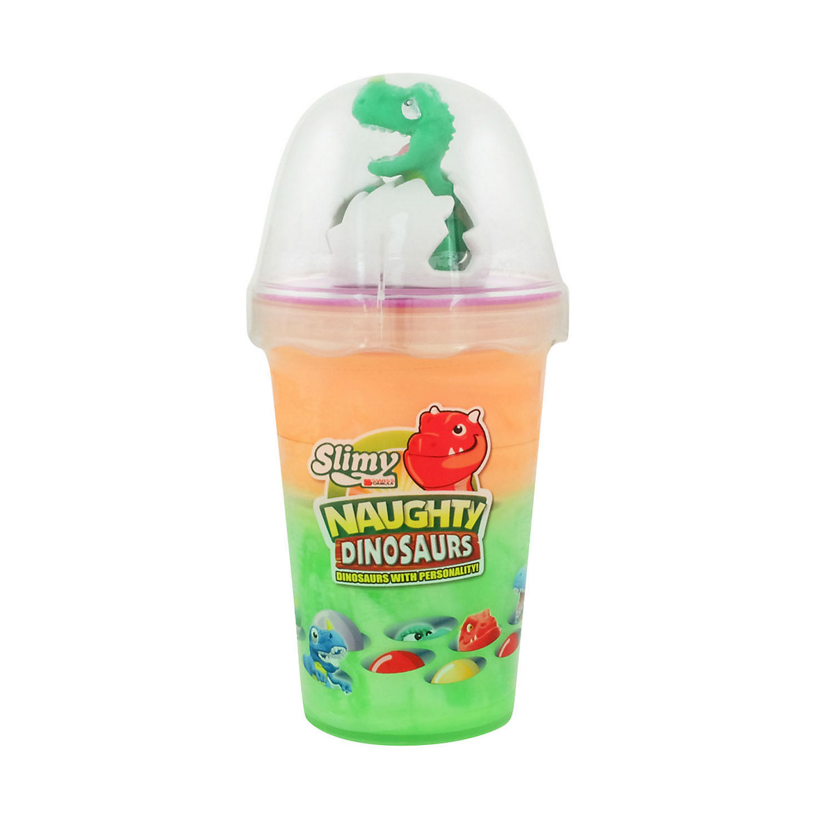 SLIMY® Dinosaur Collectible - 155g Original Slimy Slime Spielmasse in zwei Farben inkl. lustiger Dinosaurier Sammelfigur