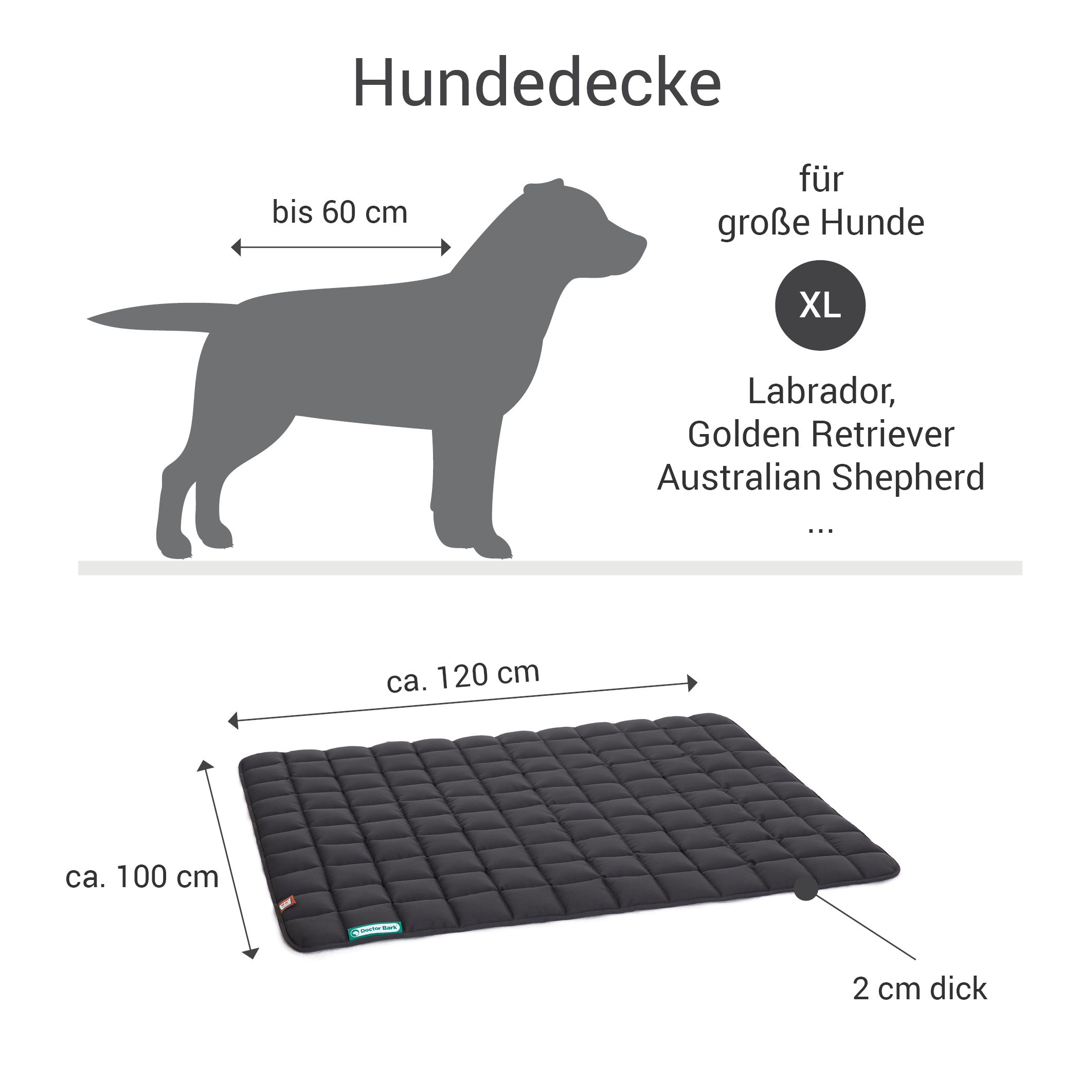 Doctor Bark Hundedecken Doctor Bark Wendedecke grau/ grün XL