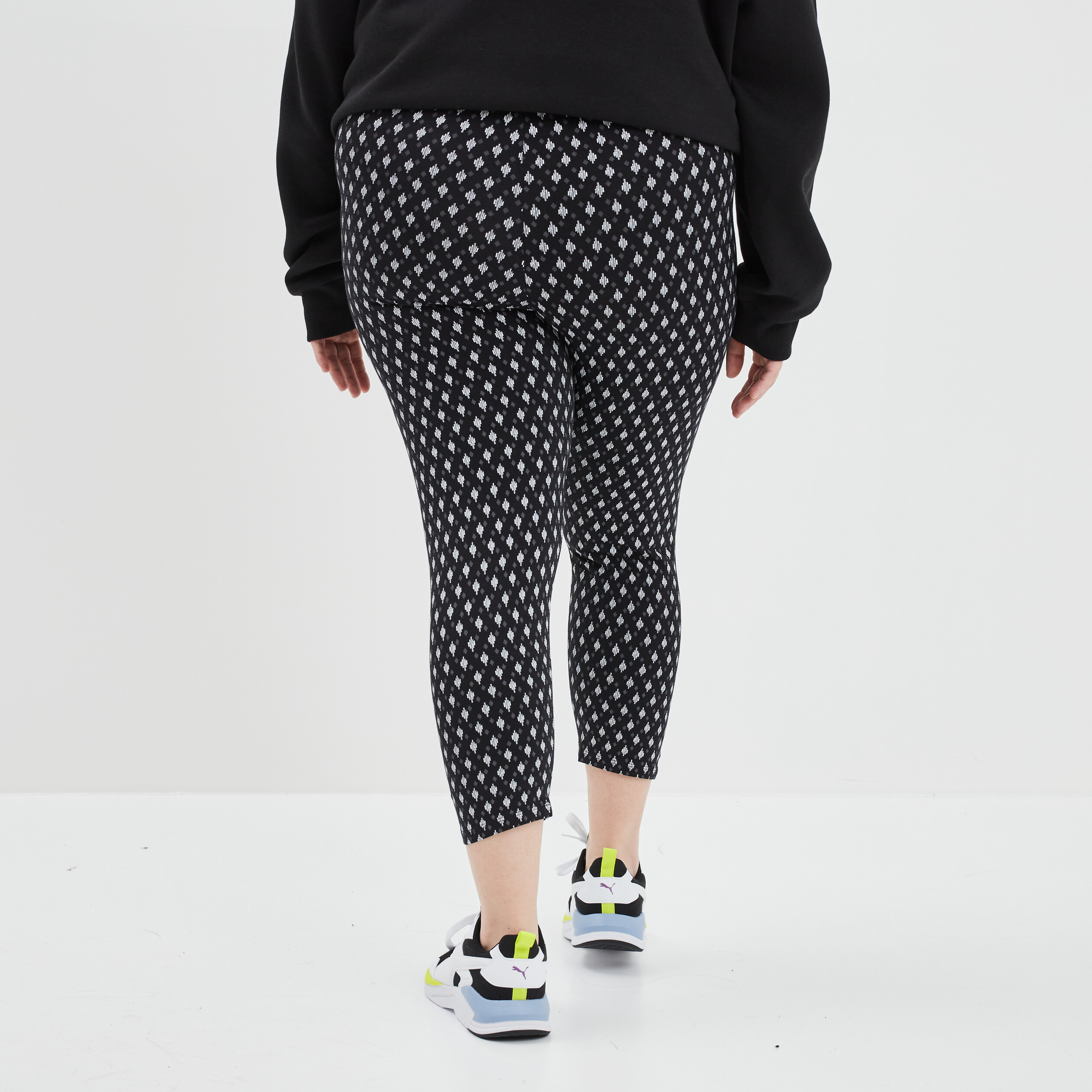 Legging 7 8ème taille standard noir femme grande taille | La Halle