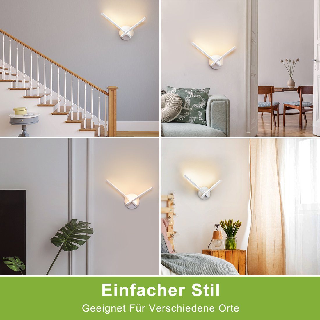 S'AFIELINA LED Wandleuchte LED Wandleuchten Modern 120° Winkel Innen Modern Wandlampe, 3 Lichtfarben 3000K/4000K/6000K Wandbeleuchtung