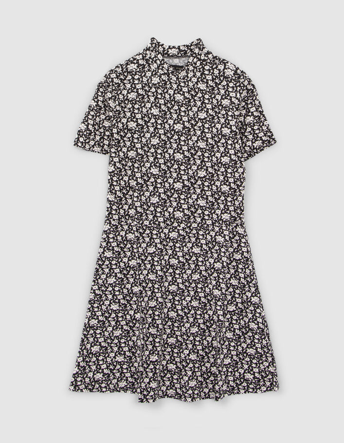 Robe noire imprimé floral fille