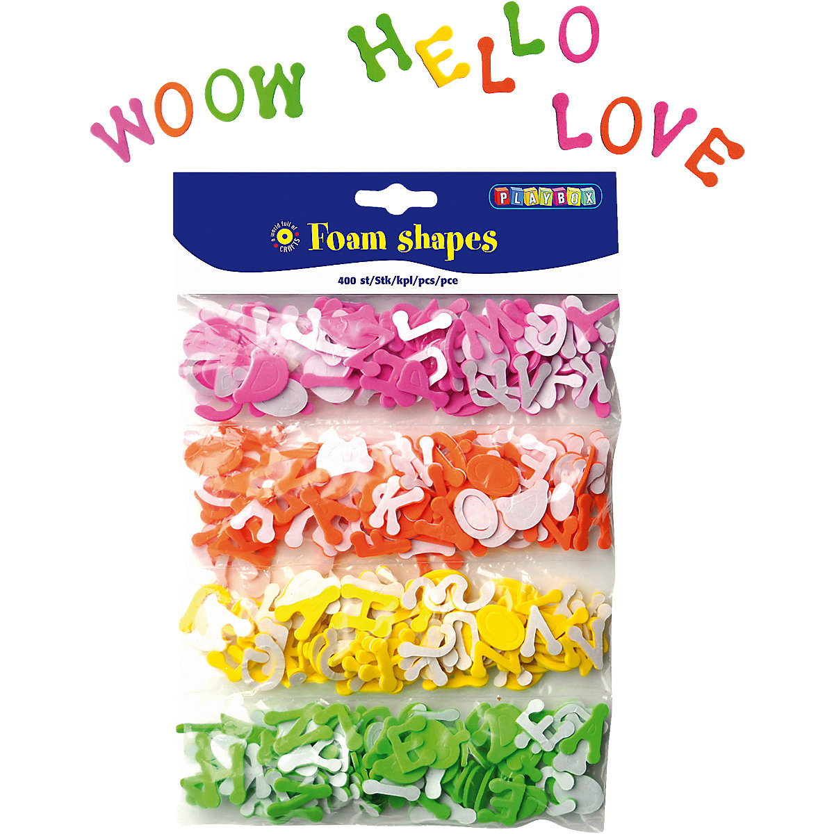 Moosgummi Stanzteile Buchstaben selbstklebend, 400 Stück