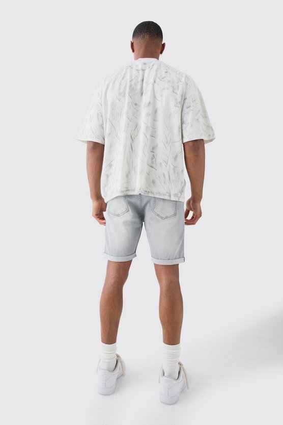 Hellgraue Skinny Stretch Jeansshorts
