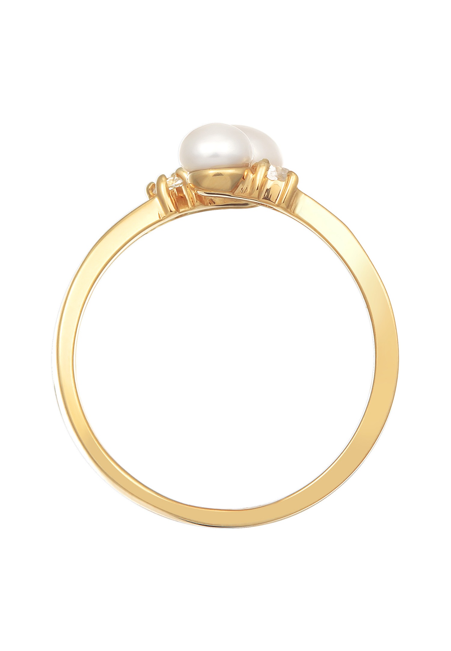 Bague classique Elli PREMIUM pour femme : Bague ouverte en argent sterling 925 plaqué or, ornée de perles de culture d'eau douce.