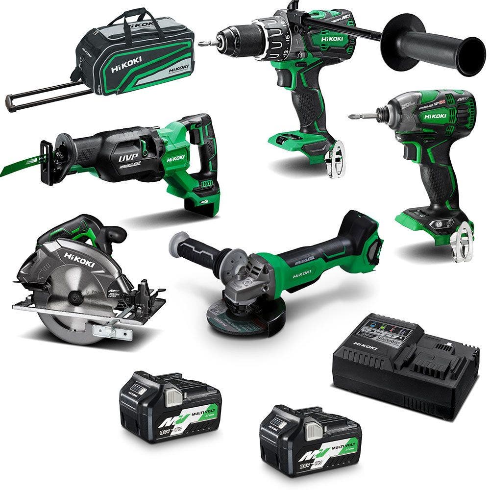 HiKOKI 36V Brushless - Pacote com 5 baterias (2 x 2,5Ah/5,0Ah) - Modelo KC36D5P(HRZ)