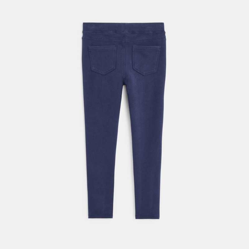 Leggings en jersey uni bleu fille