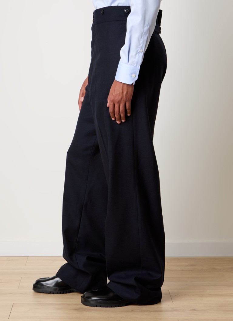 Pantaloni largi din lână Maison Margiela cu buzunare interioare