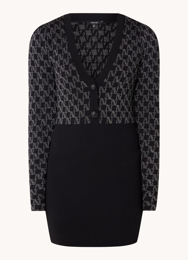 Rochie scurtă NIKKIE Toby din tricot fin cu lurex și logo.