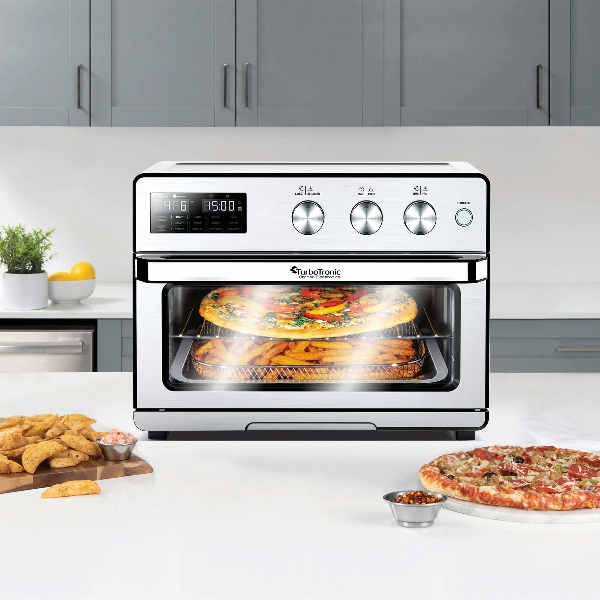 TurboTronic by Z-Line Minibackofen Digitaler Heißluftofen XXL, AF32DRD -32 Liter mit Drehspieß 4in1