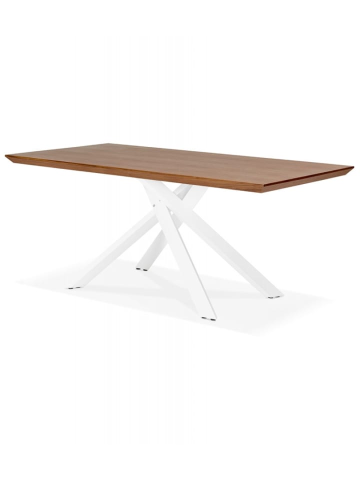 KADIMA DESIGN Esstisch aus Massivem Walnussholz mit X-förmigem Metallgestell in Braun-Weiß günstig kaufen onesize