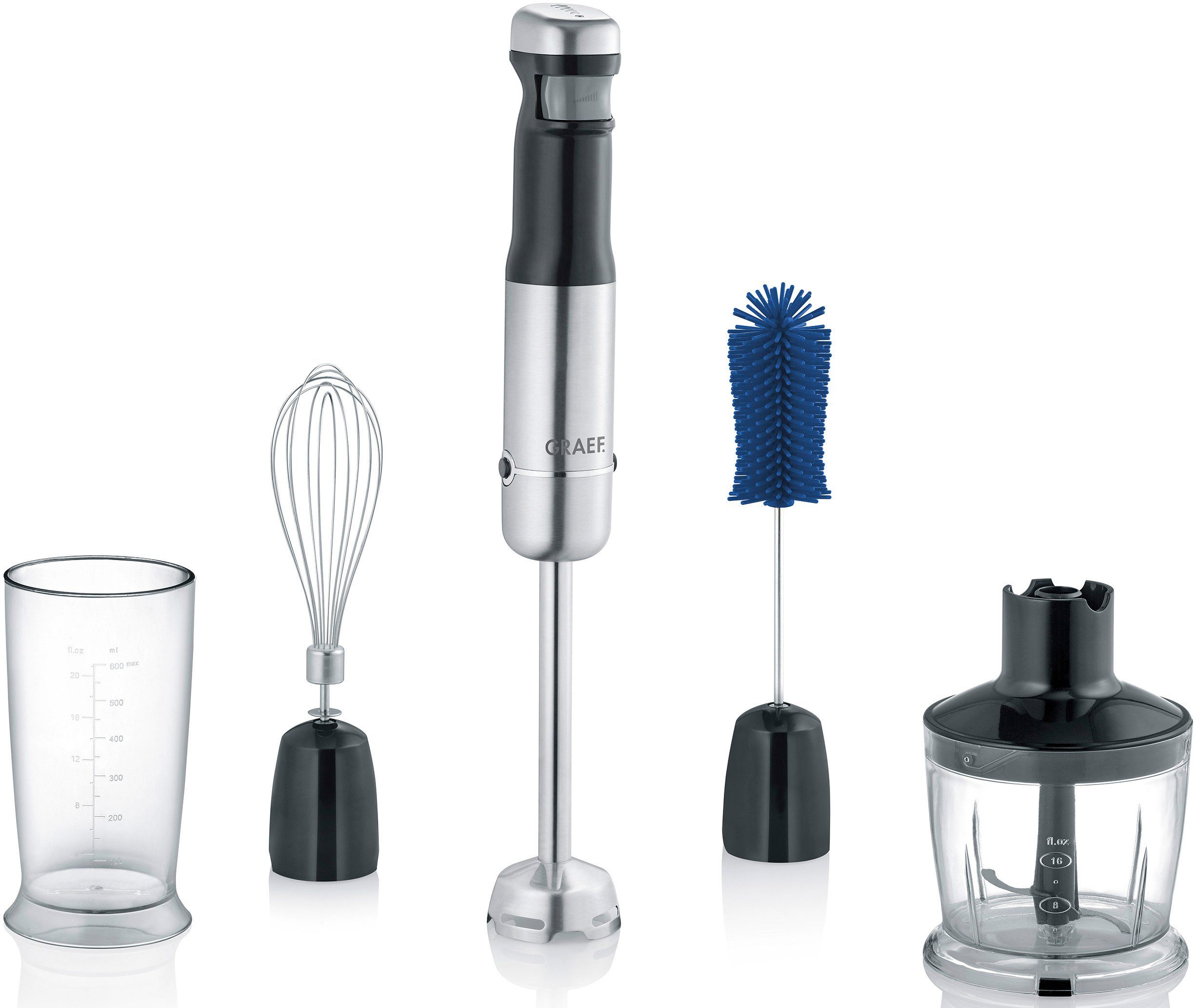 Graef Akku-Stabmixer HB 802, kabellos, 200 W, inkl. 4-teiligem Zubehör und Aufbewahrungsbox