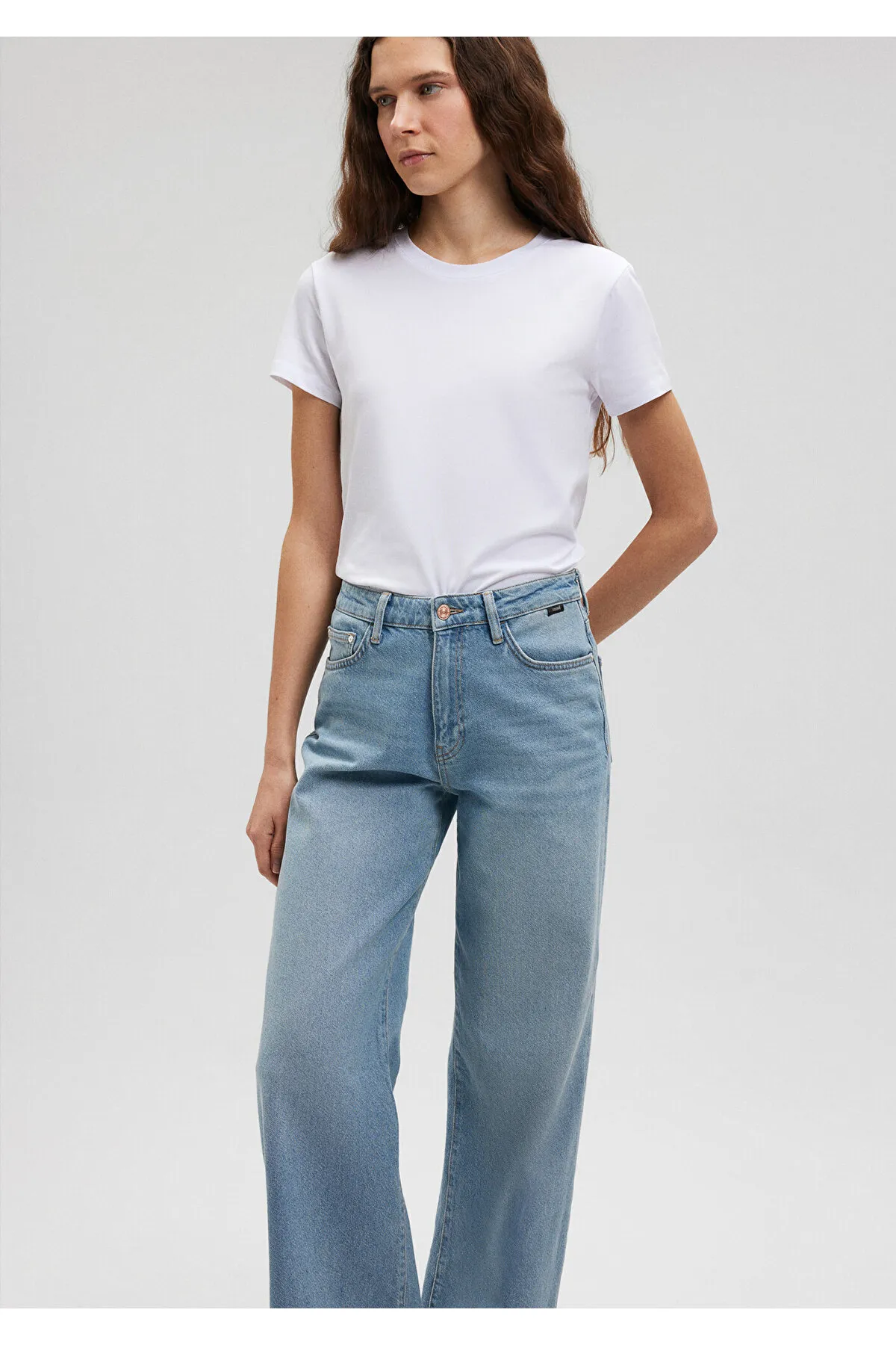 Mavi  Weißes Stretch-Basic-T-Shirt - Body Sitting Cut162767-620