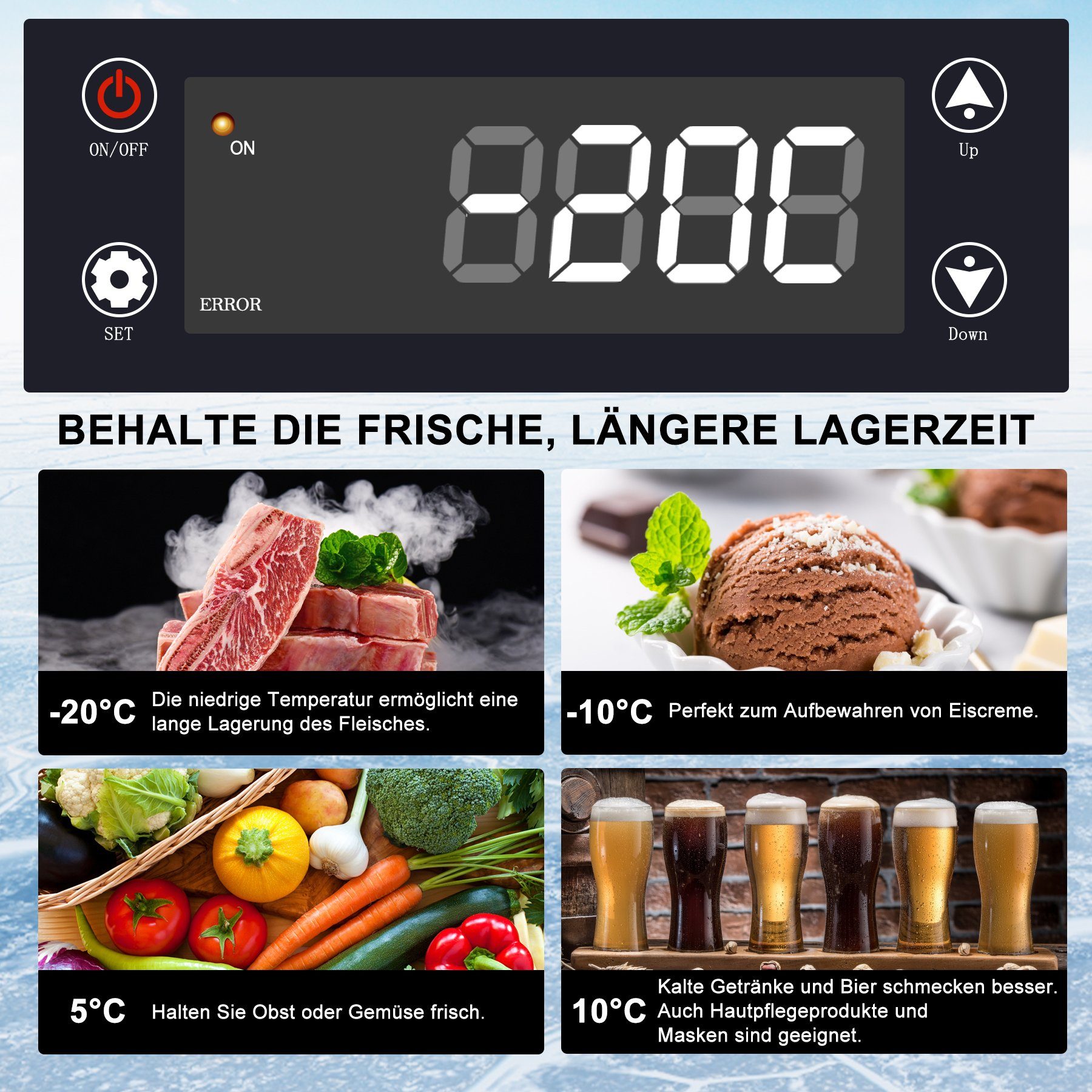 CLEESINk Kühlbox Kompressor kühlbox auto 38L 12V/240V tragbare Kühlschrank mit Griff, 38 l