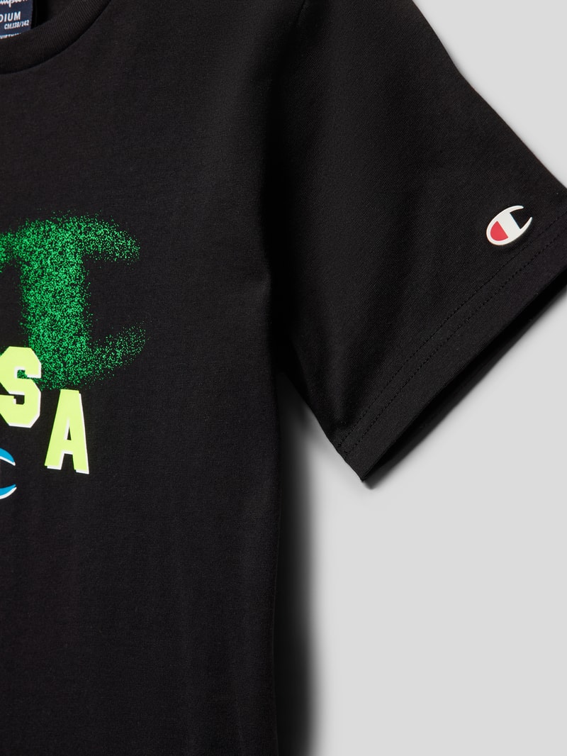 T-Shirt mit Label-Print in schwarz