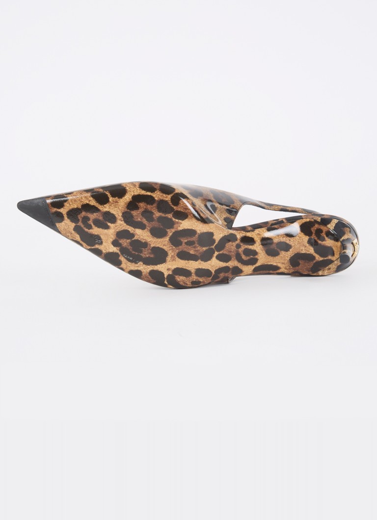 Slingback Dolce & Gabbana Lucido in pelle di vitello con stampa leopardata
