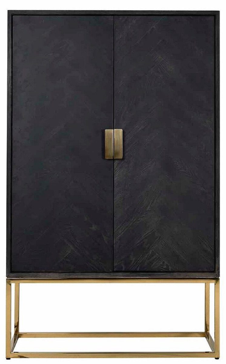 Casa Padrino Barschrank Luxus Barschrank Schwarz / Gold 108 x 45 x H. 175 cm - Massivholz Schrank mit 2 Türen - Wohnzimmer Möbel - Bar Möbel - Hotel Möbel - Luxus Kollektion