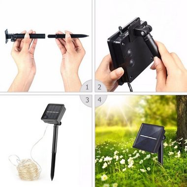 iscooter LED-Lichterkette 10M 100LEDs / 20M-200 LEDs Solar Lichterkette Kupferdraht Garten, Wasserdicht IP65 Innen Außen Garten Party Dekor