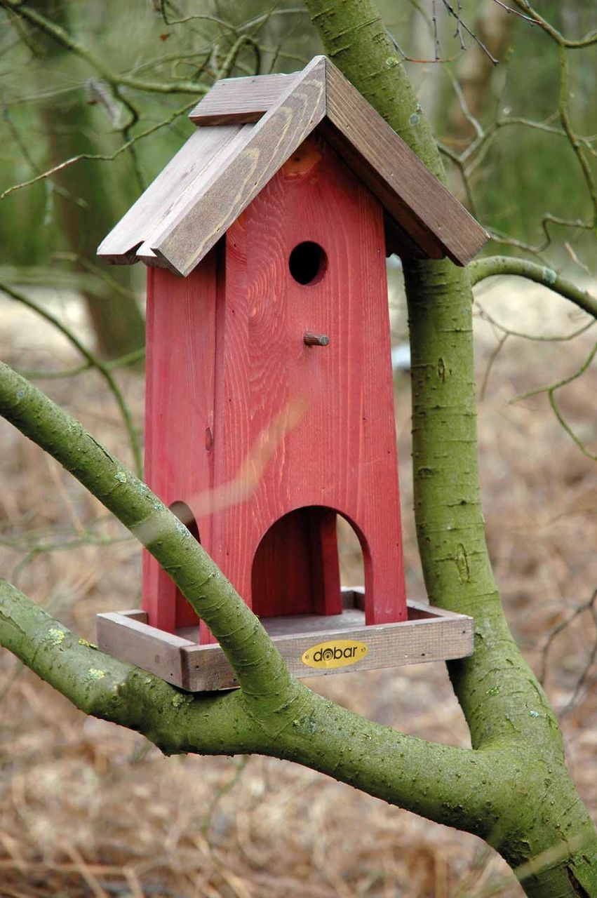 dobar Vogelhaus mit Nistkasten, rot-braun