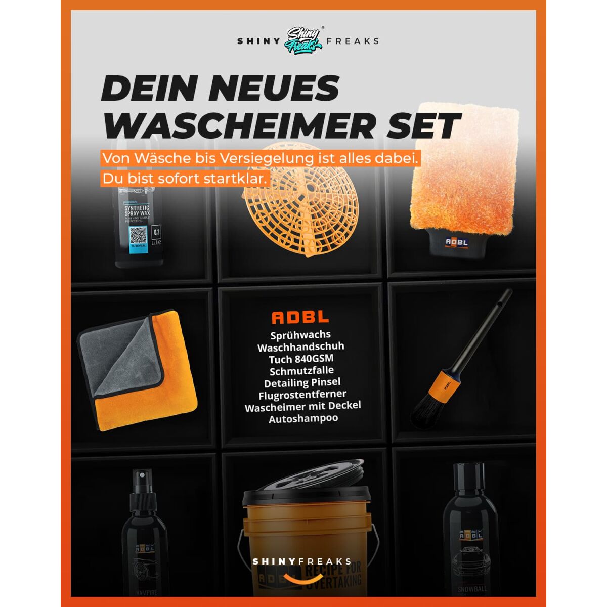 ADBL Exterior Experience Set 10-teilig mit 19L-Wascheimer