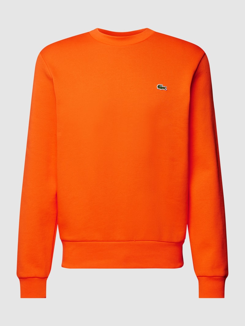 Sweatshirt in unifarbenem Design mit Label-Stitching in orange