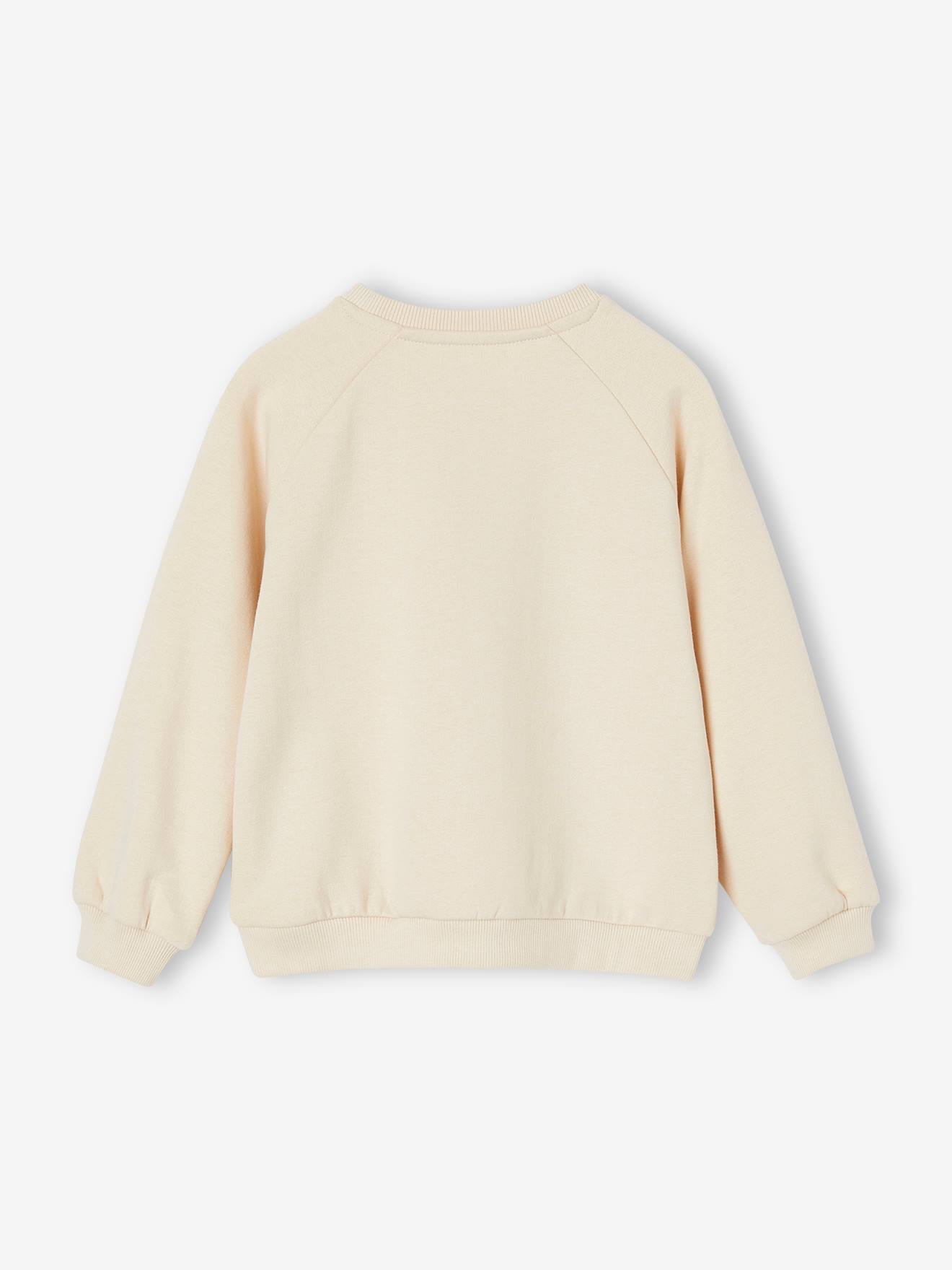 Sweat ludique fille beige chiné